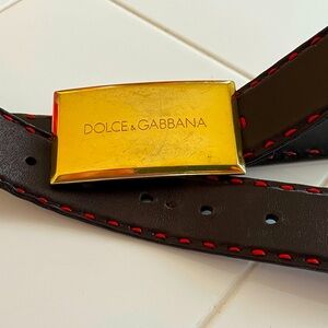 Dolce & Gabbana Dark Brown Belt with Gold Buckle
